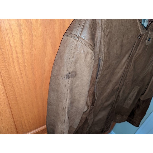 Vintage Countdown to Zero 44 Long Men size L Leather Bomber Jacket Light Brown - Picture 4 of 11